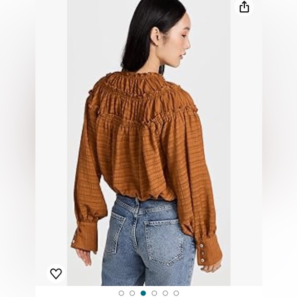 FREE PEOPLE HAILEY CROPPED LONG SLEEVE BLOUSE GLAZED GINGER MEDIUM - Picture 4 of 11